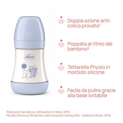 Chicco Perfect5 cumisüveg, 150 ml, lassú folyású, kék, 0m
