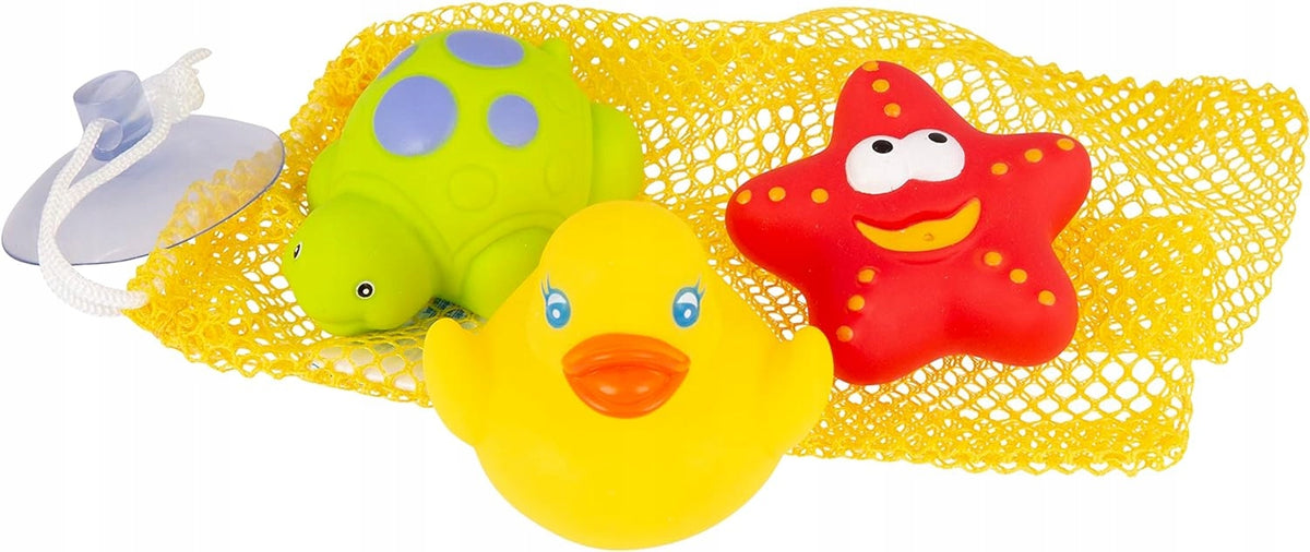 PLAYGRO 3 παιχνίδια μπάνιου + θήκη αποθήκευσης με βεντούζα