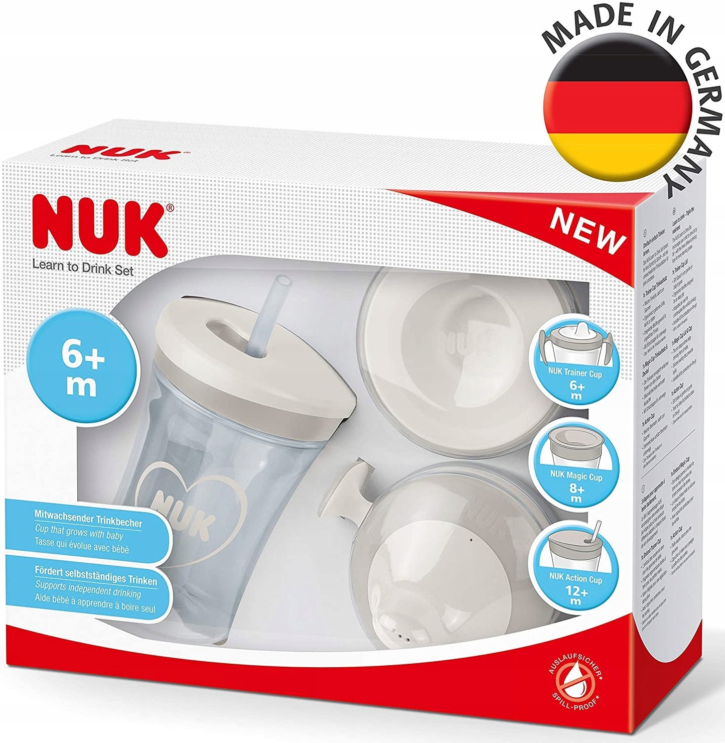 NUK zestaw do nauki picia kubek + 3 ustniki