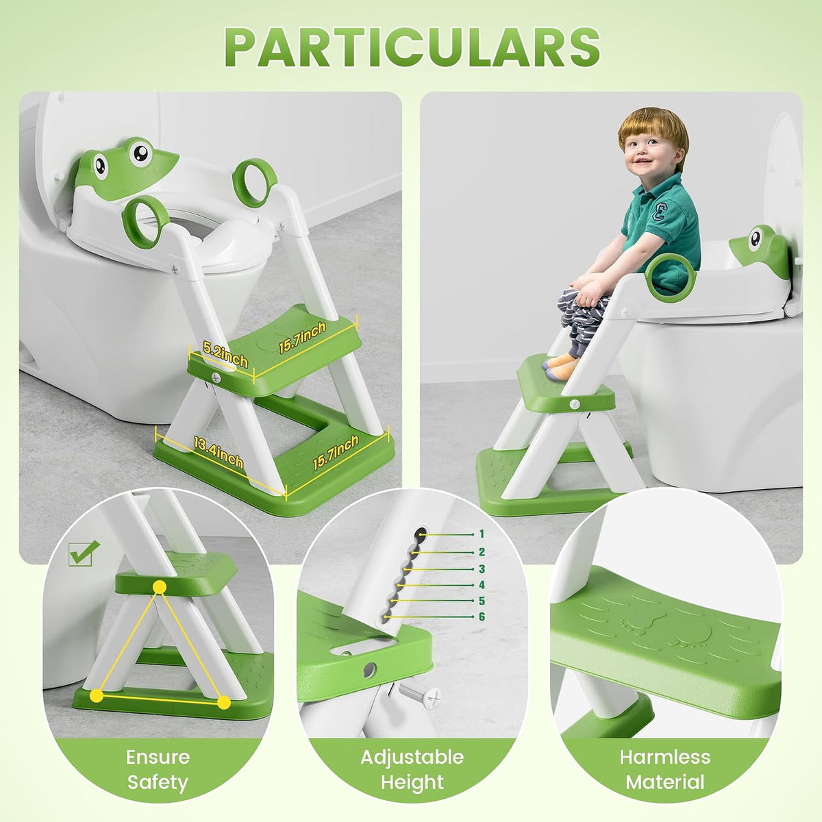 COOSEYA WC-Sitz mit integrierter Leiter 2-in-1 Frosch