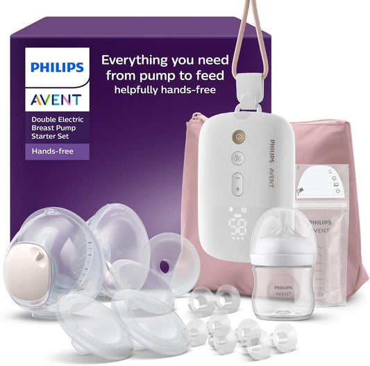 PHILIPS AVENT podwójny laktator muszlowy HANDS-FREE SCD553/11 zestaw startowy z akumulatorem i akcesoriami