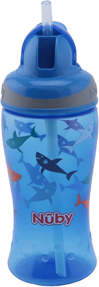 NUBY Flip-it Cup tazza antigoccia con cannuccia 12 m+ 360 ml SQUALI