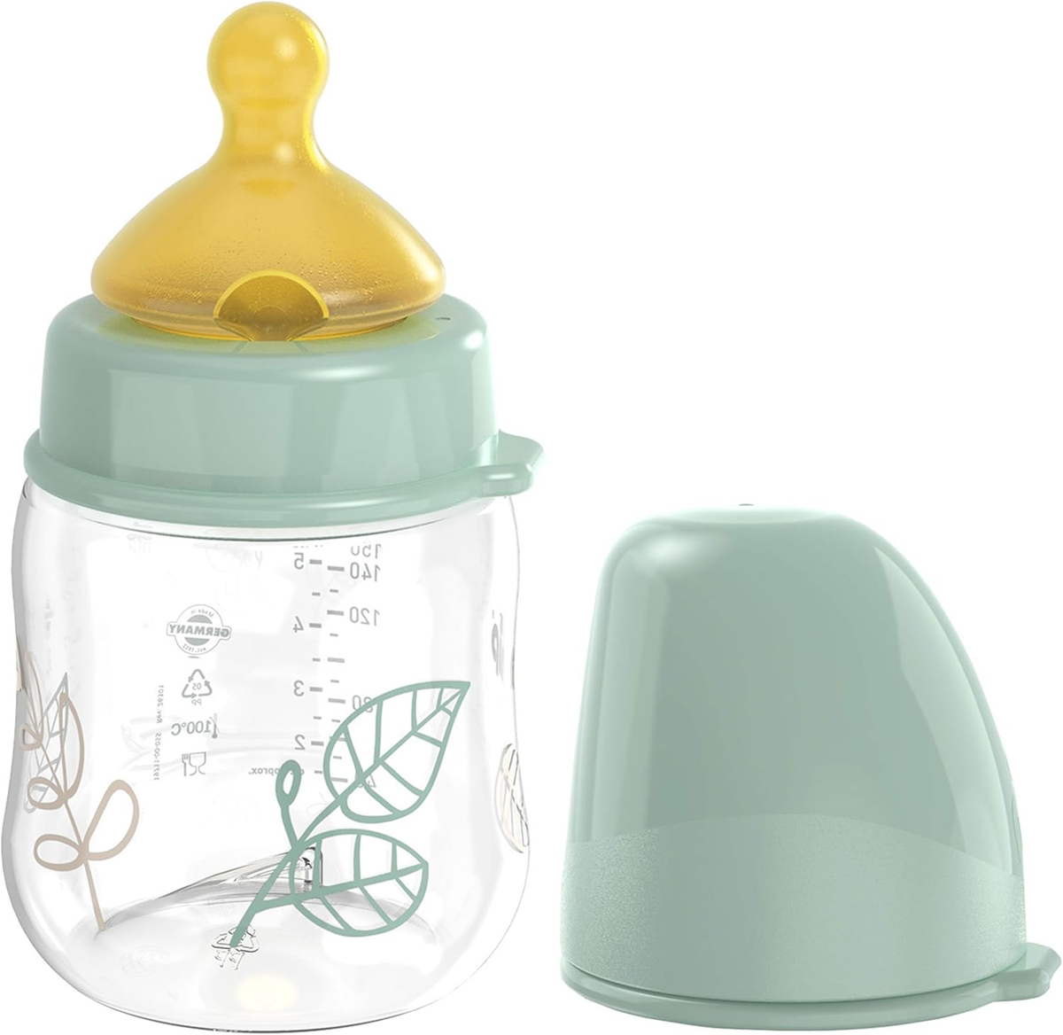 NIP Cherry Green láhev s latexovým dudlíkem velikost S 150 ml