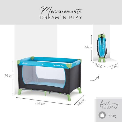 Hauck Dream N Play utazóágy Waterblue 120 x 60 cm
