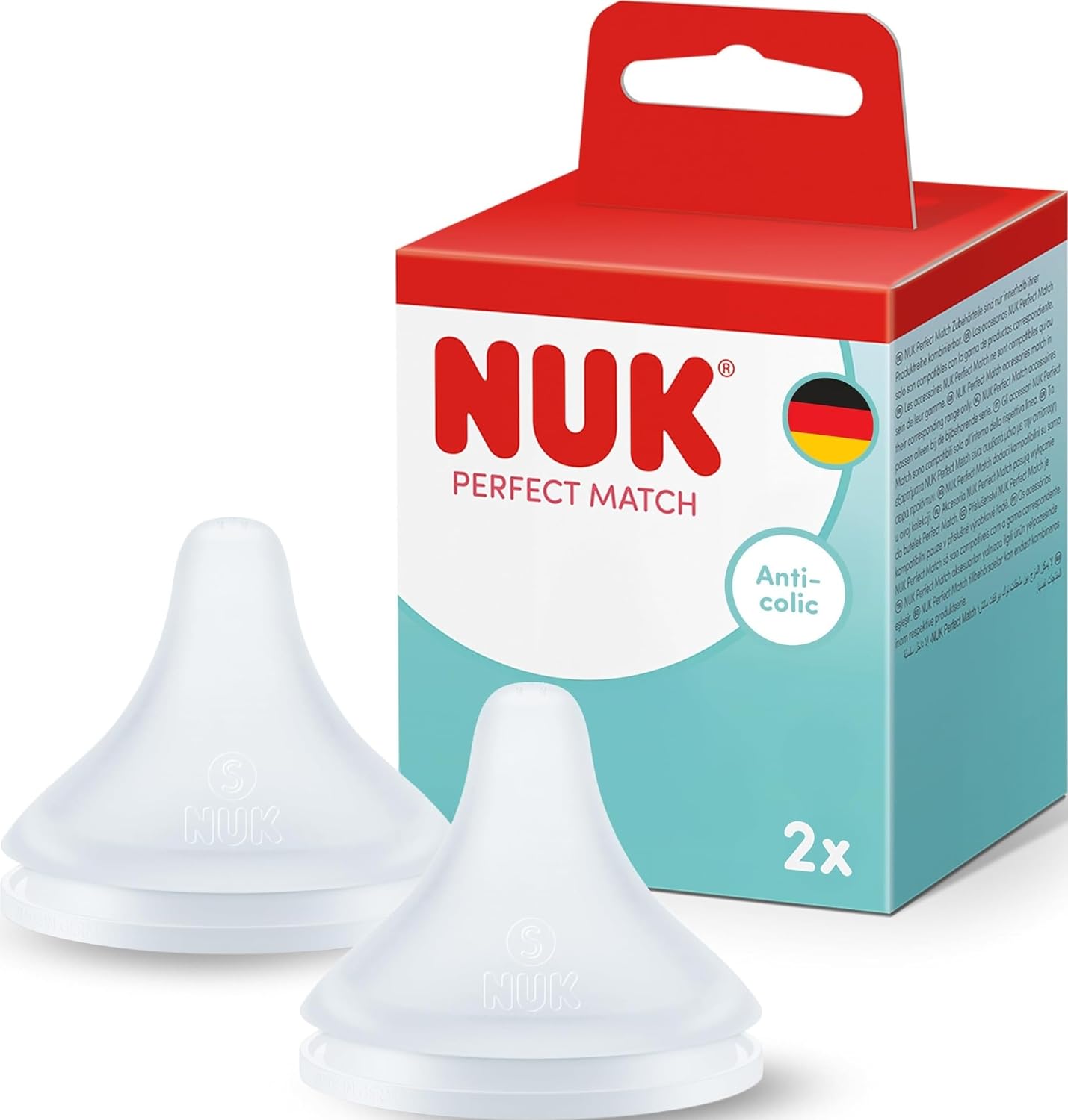 NUK Perfect Match M méretű, közepes folyású cumifej, 3 hó+ x2