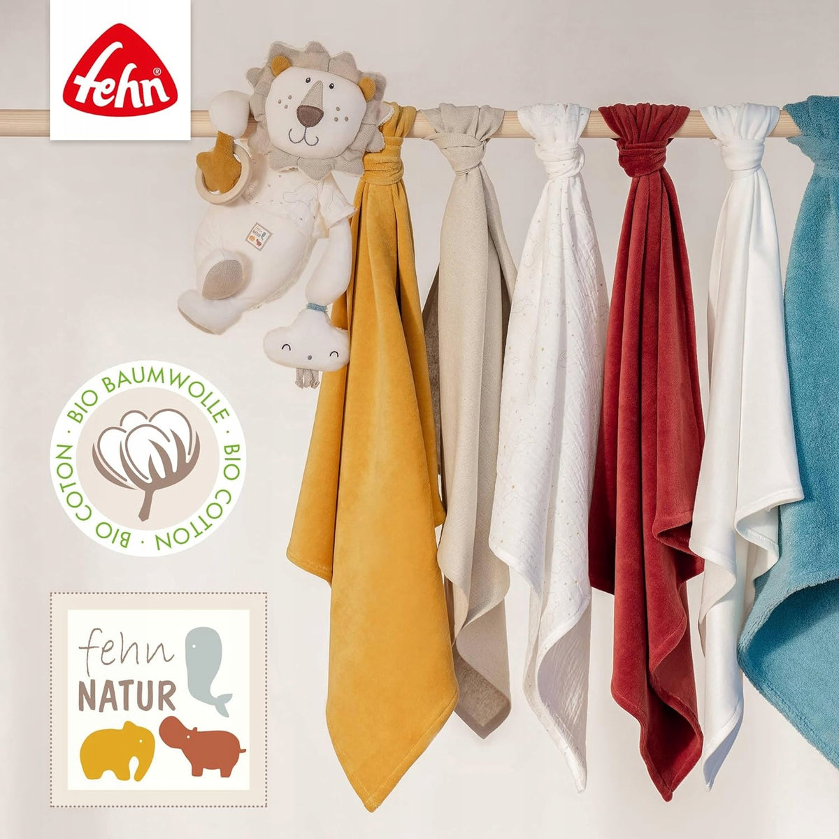 FEHN NATURE elefant din pluș BioBumbac 24cm