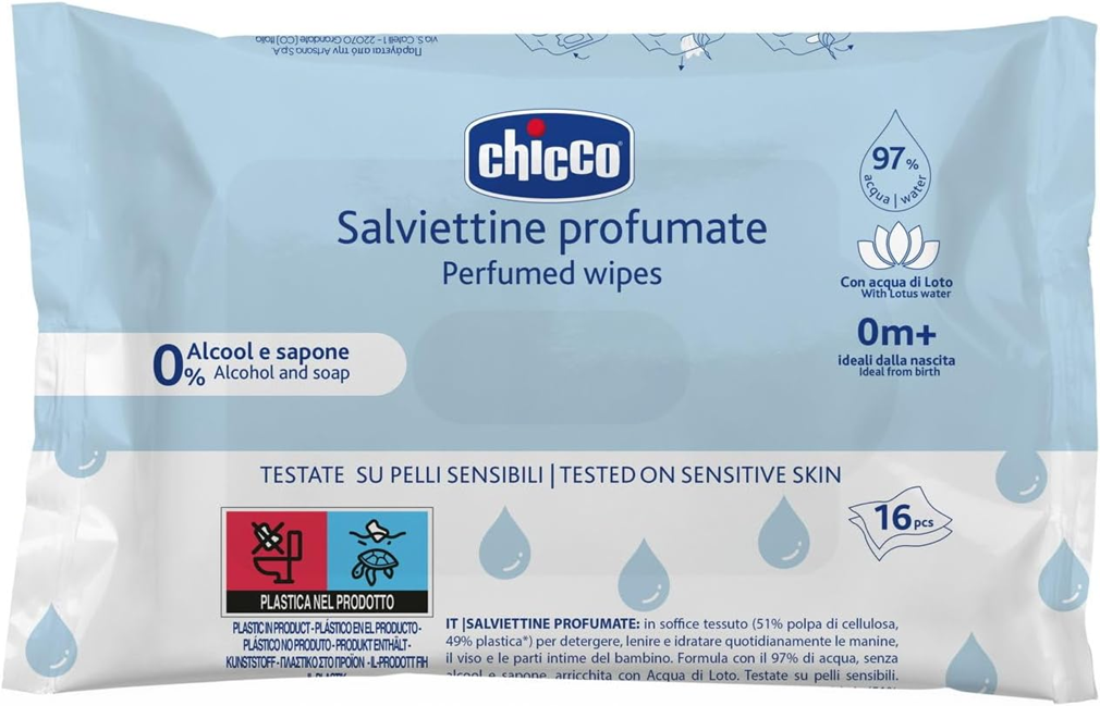 CHICCO toallitas húmedas perfumadas con extracto de flor de loto x16 unidades