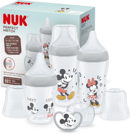 NUK Perfect Match set start biberoane + suzetă Mickey Mouse