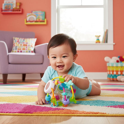 PLAYGRO Play and Learn Ball Beißring Greifling mit Rassel und Spiegel 14 cm
