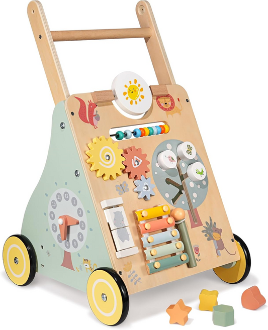 HENGBO carrello multifunzione in legno con ruote in gomma 37 x 56 cm 0+
