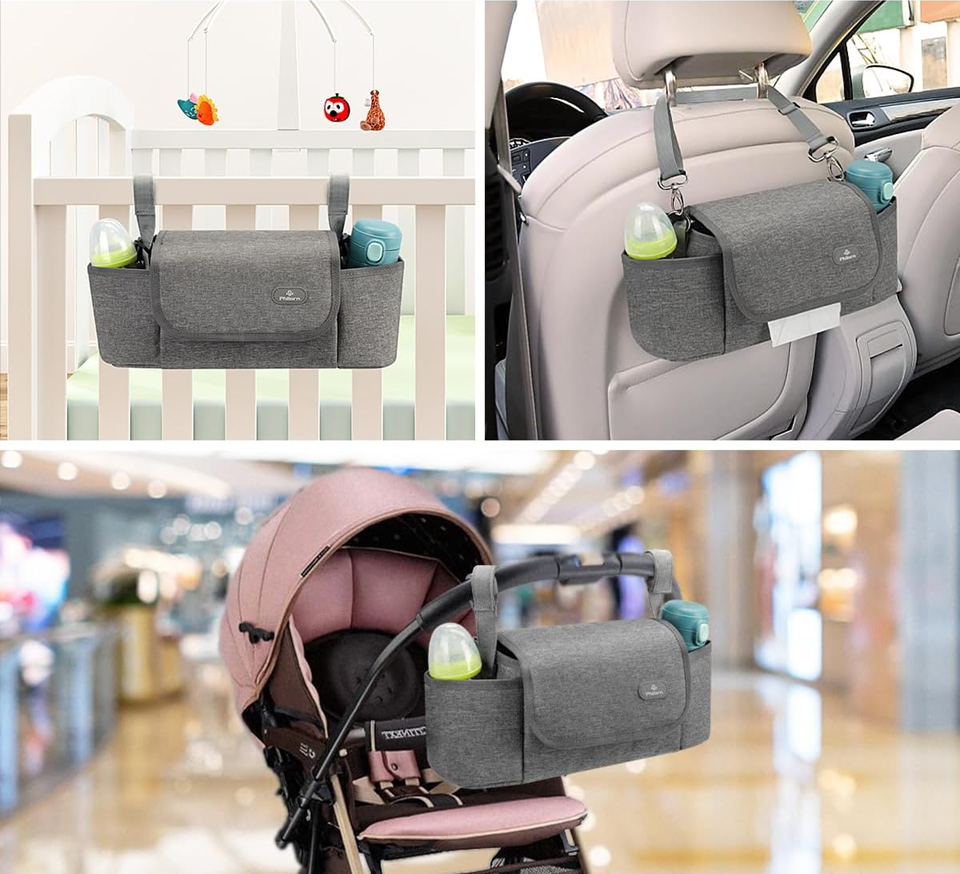 PHILORN Kinderwagen- und Umhängetasche 38 x 16 cm + Wickelunterlage