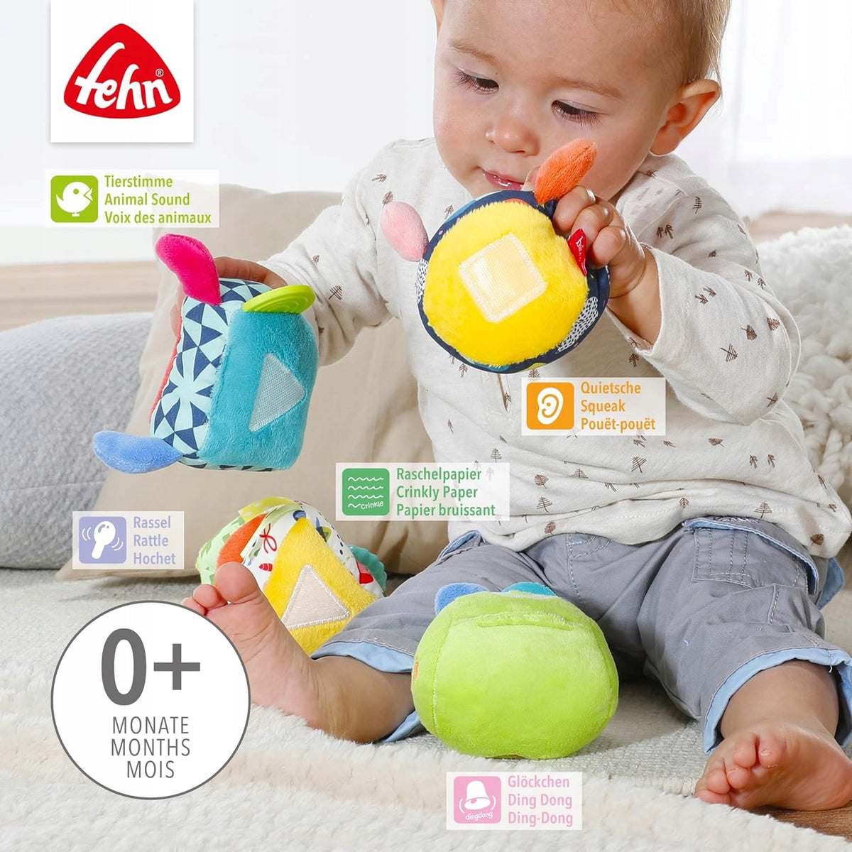 FEHN Color Friends rupspuzzel met klittenband SENSORISCH 36 cm
