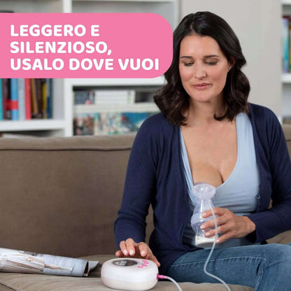 CHICCO Naturally laktator elektryczny różowy, lekki i cichy, do wygodnego odciągania mleka w domu i w podróży