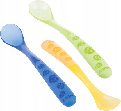 NUBY kanálkák puha véggel és hosszú nyéllel 6 hónap+ 3 db
