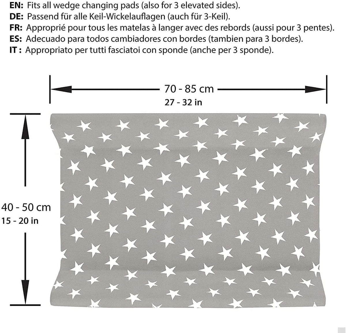 LILLY AND BEN 2x pokrowiec frotte na przewijak, szaro-biały, bawełna, 40-55 x 65-80 cm, nowe