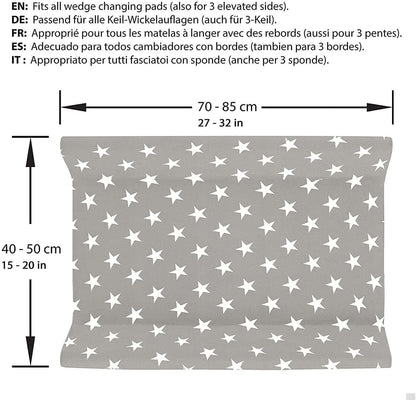 LILLY AND BEN 2x pokrowiec frotte na przewijak, szaro-biały, bawełna, 40-55 x 65-80 cm, nowe
