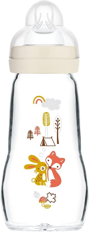 MAM Feel Good biberón de vidrio 260 ml 2 m+ tetina 2