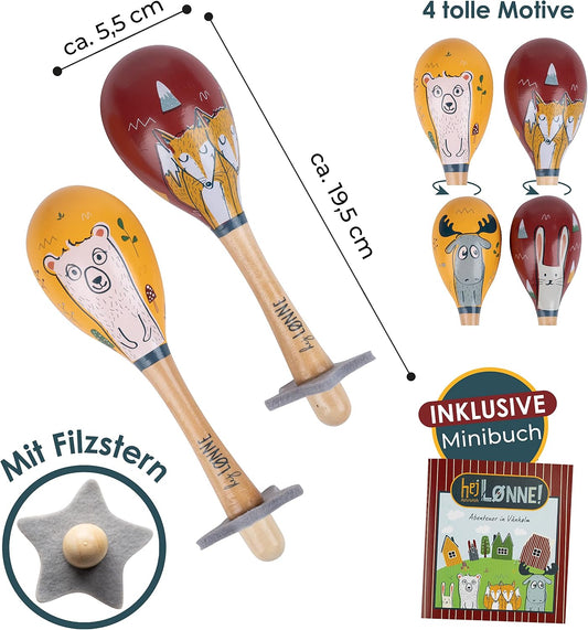HEJ LØNNE fa maracas csörgők, 2 db