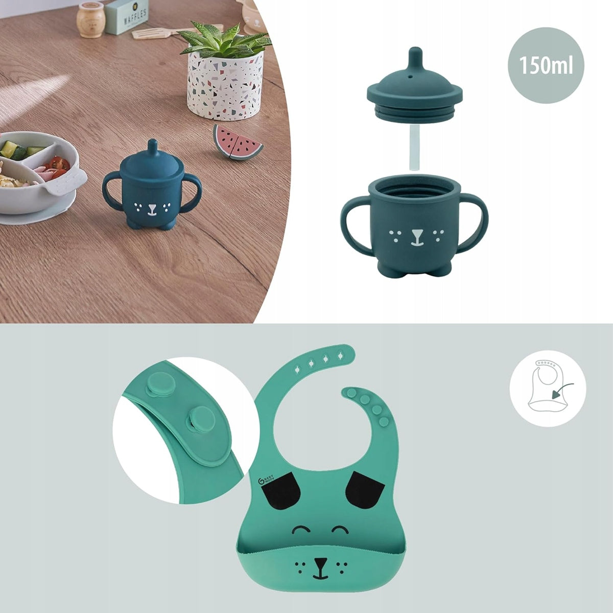 BABYMOOV LEARN'ISY Set of dishes. - Plate, cup, cupcake, cupcake, cupcake