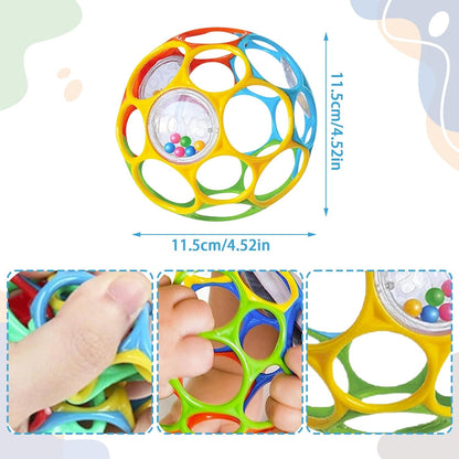 KIKUO Classic Ball rágóka fogóka labda csörgőkkel 11,5 cm