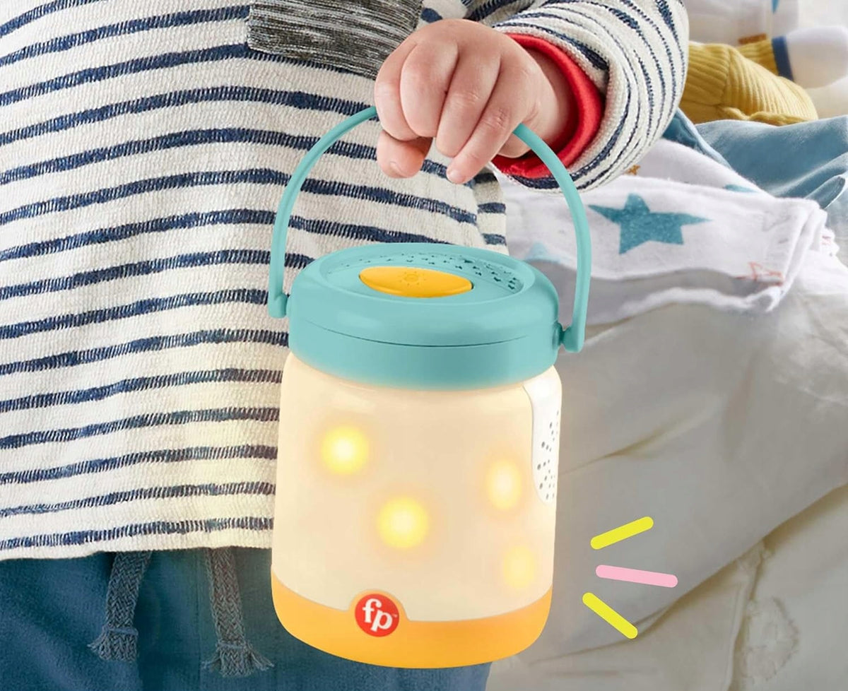 FISHER-PRICE upokojujúca plyšová hračka so zvukmi, projektorom a lampičkou so svetluškami