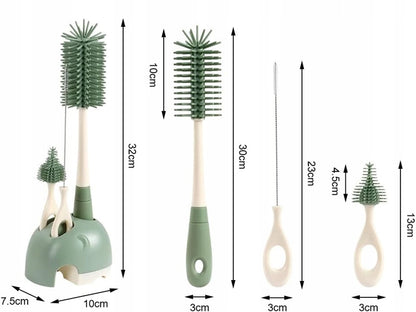 VICLOON 3 in 1 spazzole in silicone per la pulizia di biberon, tettarelle e cannucce 32cm