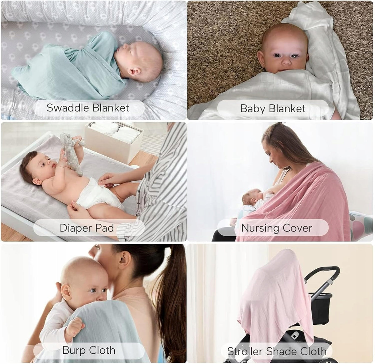 MOMCOZY teli mussola x4 bambù cotone 120x120