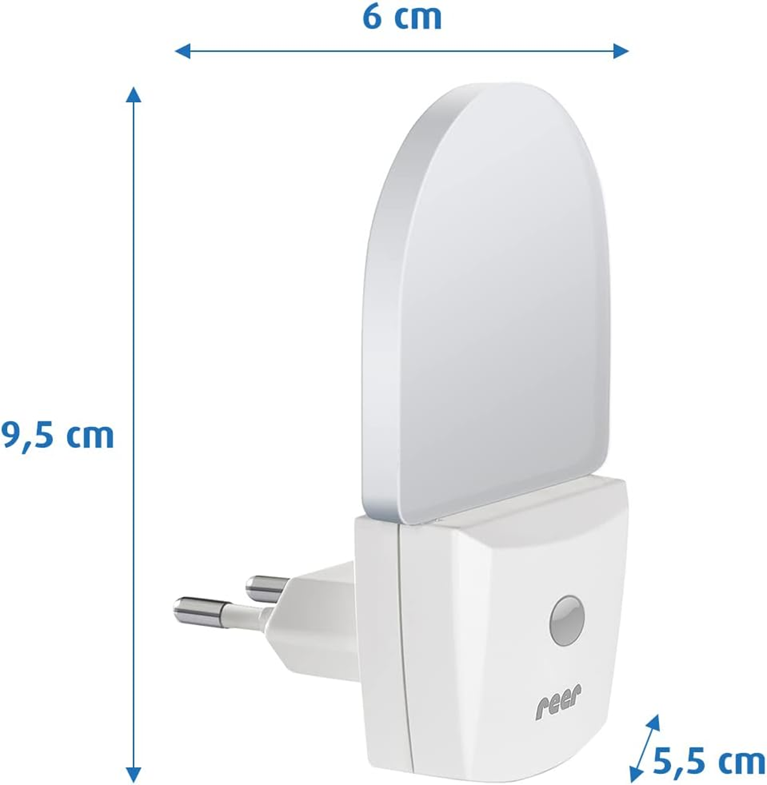 REER NightGuide lampka nocna LED do gniazdka, czujnik ciemności 6 x 9,5 cm – biały szerokość 6 cm, długość 9,5 cm zasilanie…