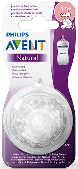 PHILIPS AVENT Natural πιπίλες 3m+ x2 ΜΕΤΑΒΛΗΤΗ ΡΟΗ