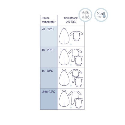 Julius Zöllner grey muslin sleeping bag, size 62 to 68
