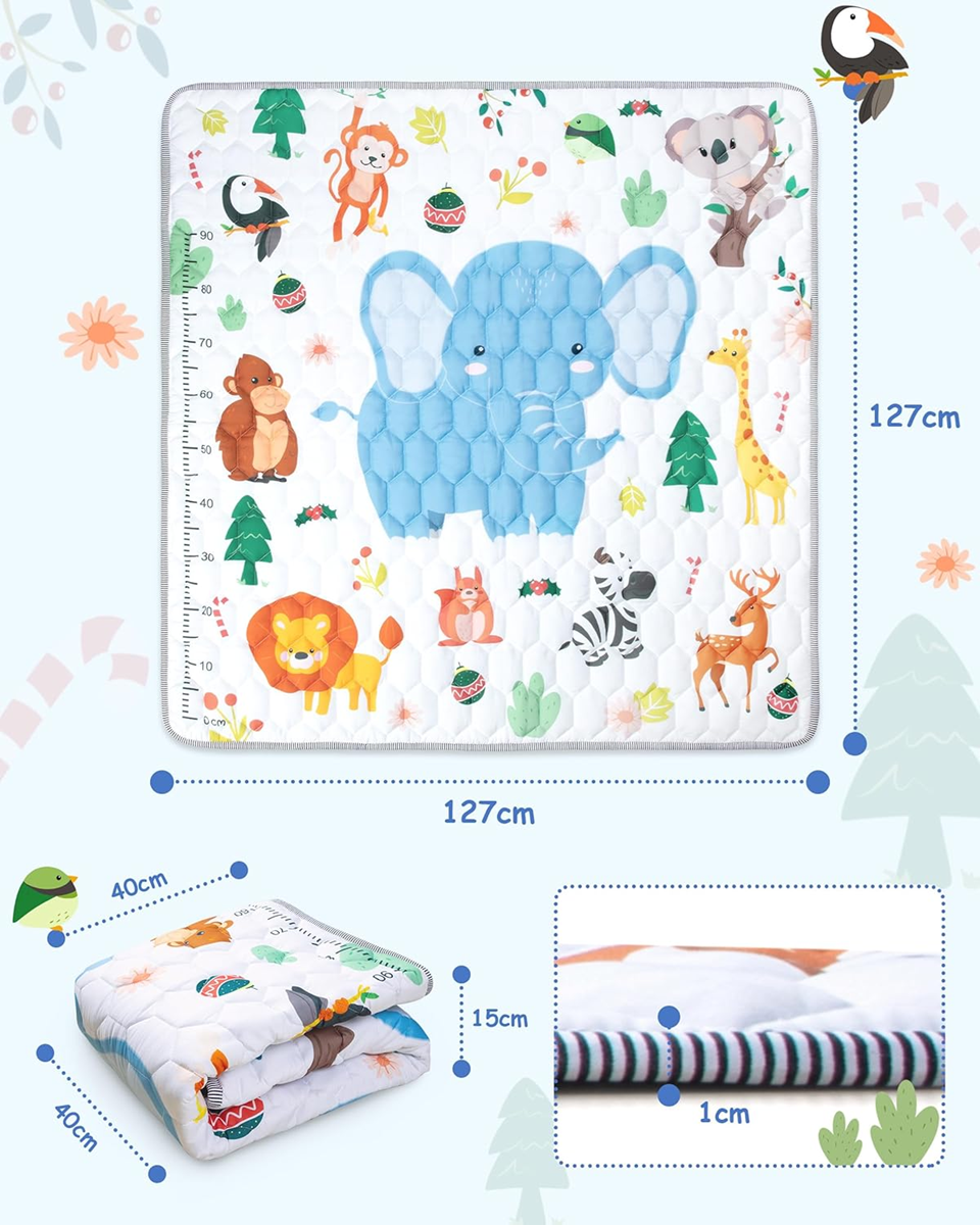 Tapis de jeu pour bébé FUNSLAND avec toise de croissance 127x127cm