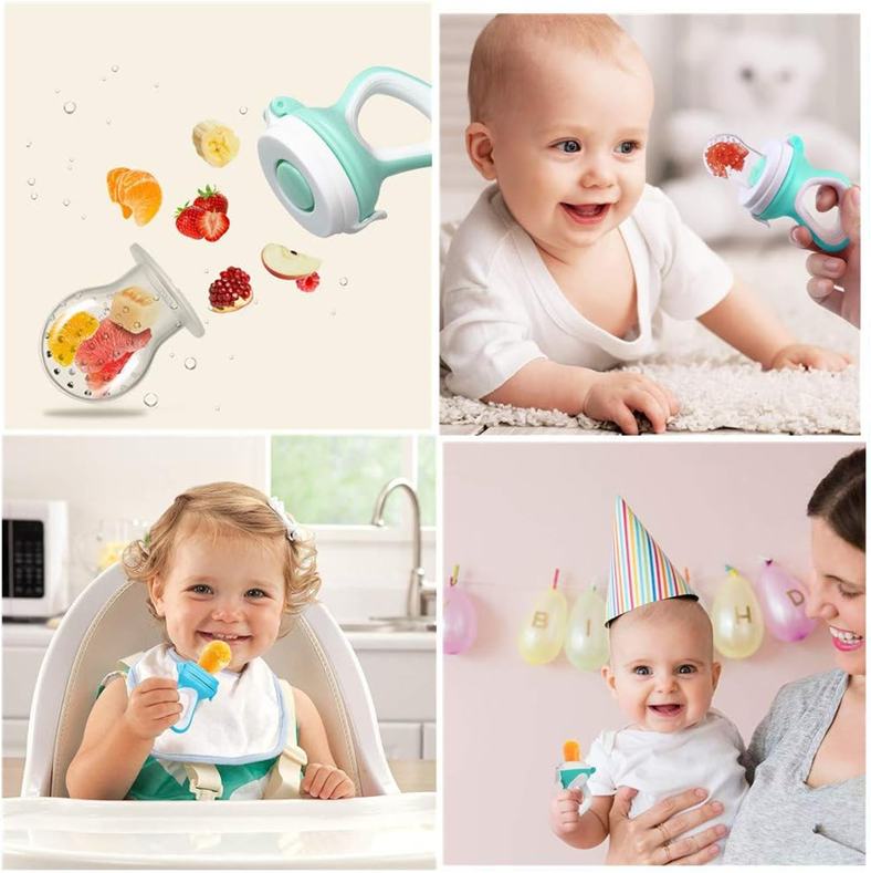 MELARQT massaggiagengive dosatore di frutta per bambini 3-12 mesi 2 pezzi 6 beccucci