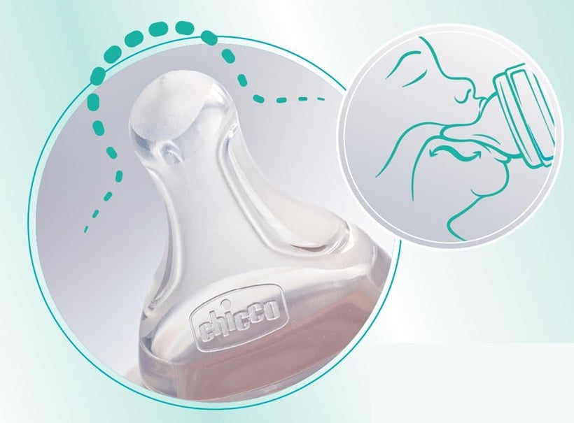 CHICCO Perfect 5 antikolikos cumisüveg 150 ml, 1-es fokozatú lassú áramlású cumi, 0+ hónapos kortól