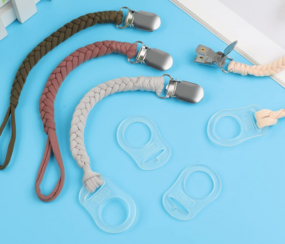 ANNHAO chaîne en coton pour tétine avec clip 22 cm BEIGE