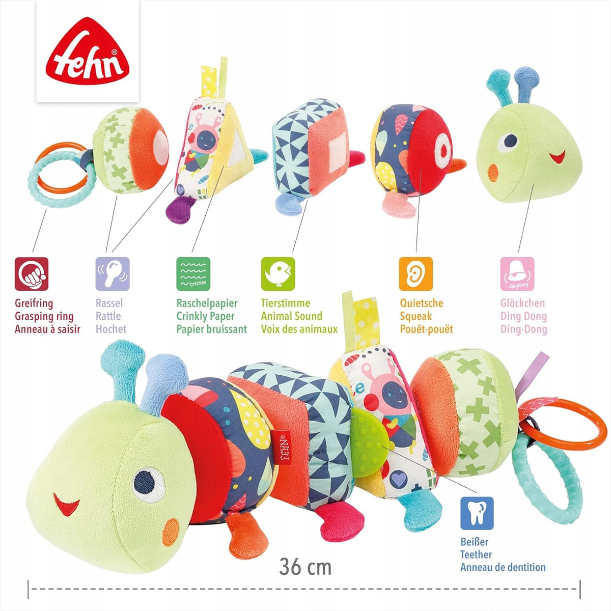 FEHN sensory rattle, velcro puzzle - gÄ...sienna