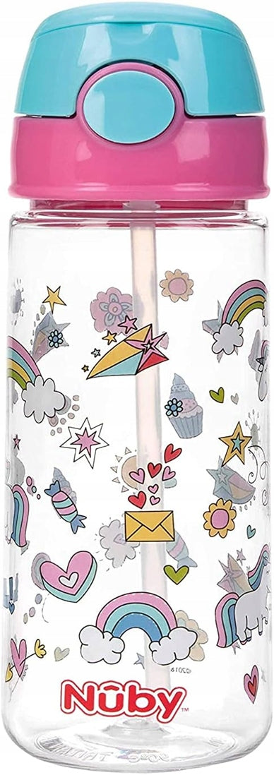 NUBY Strohhalmbecher Tritan-Trinkflasche mit Strohhalm 4 l+ 540 ml