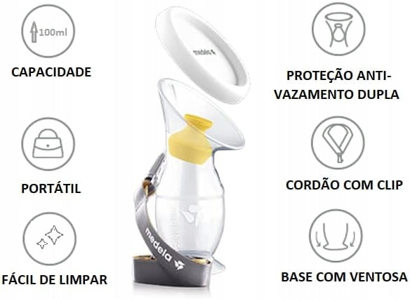 MEDELA kolektor silikonowy do zbierania pokarmu, 100 ml, BPA free, anty-wyciekowy, przenośny, łatwy do czyszczenia