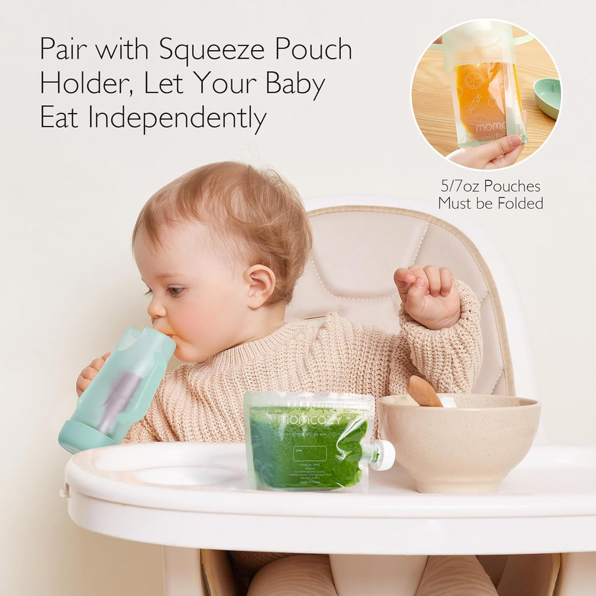 MOMCOZY újratölthető tasak püréhez, 200 ml, 10 db