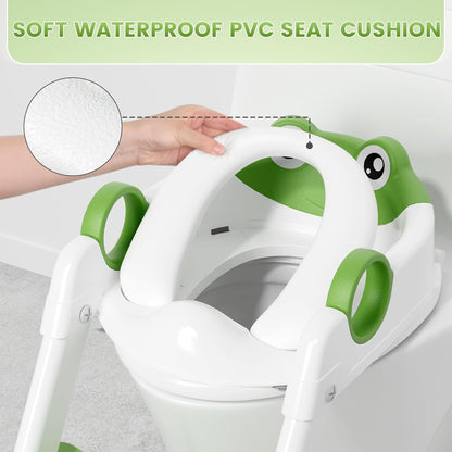 COOSEYA WC-Sitz mit integrierter Leiter 2-in-1 Frosch