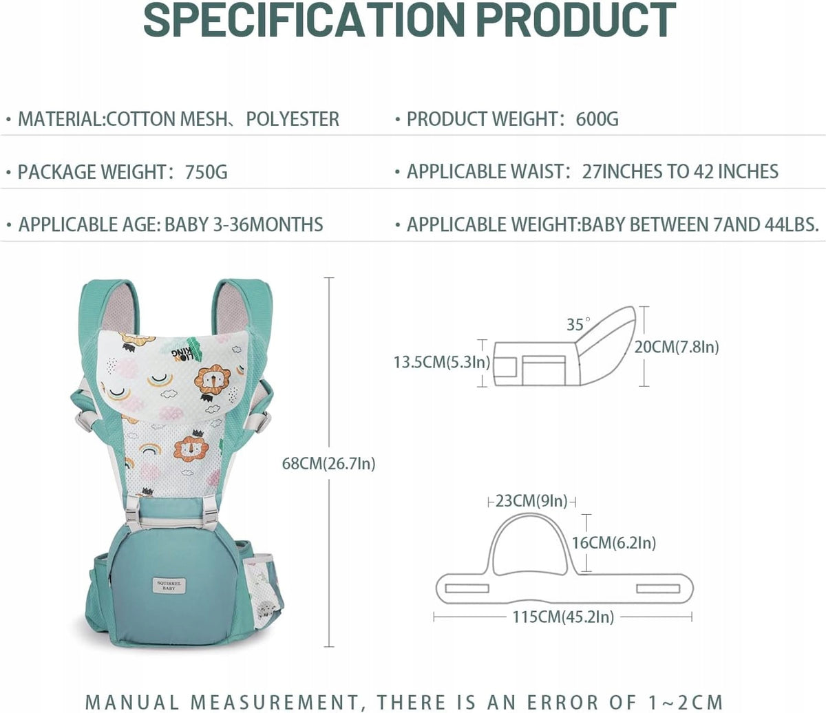 NUKIED nosidełko ergonomiczne z pasem biodrowym 6w1