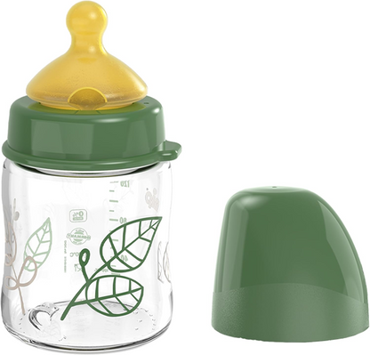 NIP Cherry Green sticlă din sticlă cu tetină din latex mărimea S 120 ml