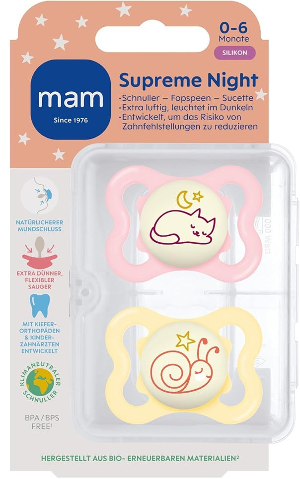 MAM SUPREME NIGHT silicone pacifier 0–6 months