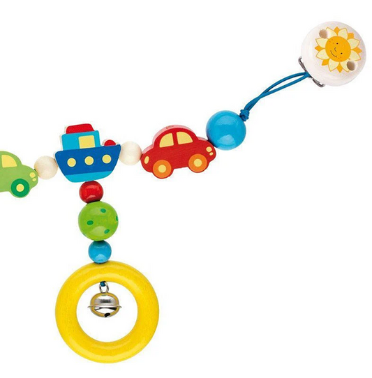 HEIMESS drevená závesná hračka so zvončekmi na kočík, postieľku alebo autosedačku, 40 cm