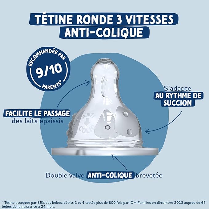 DODIE tetina para biberón x4 talla 3 edad 6 meses+ anticólicos