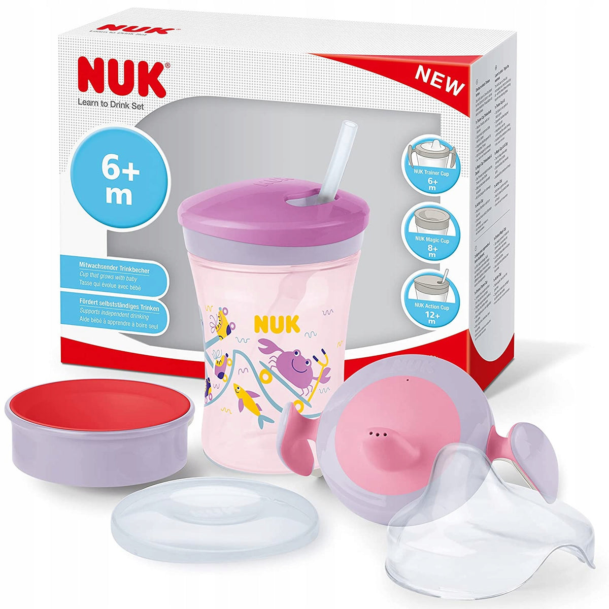 NUK ivástanuló készlet bögre + 3 ivócsőr