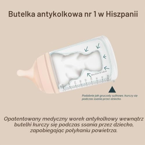 Suavinex Zero Zero hasfájás elleni cumisüveg 270 ml 3m+ közepes folyás (M)