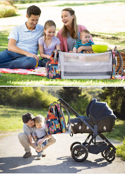 SNDMOR sac à dos pour poussette avec accessoires et lit de voyage