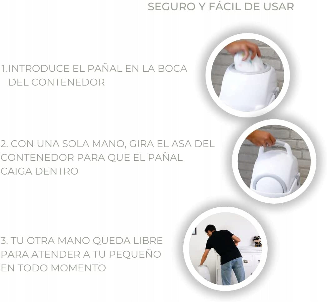 DIAPER CHAMP cestino per pannolini PER SACCHETTI DELLA SPAZZATURA +/-30 pezzi