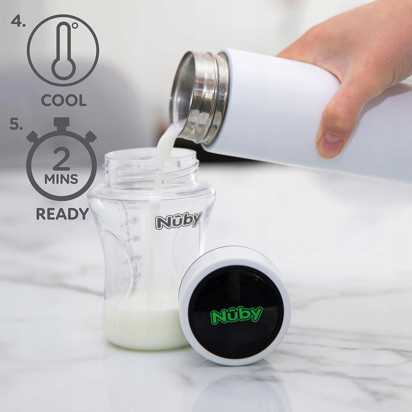 NUBY RapidCool termos răcitor pentru prepararea laptelui, 240 ml, LED