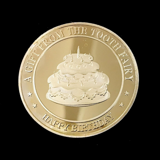 BRADOC Aranyozott fém Fogtündér-érme párna alá, 4 cm, TORT
